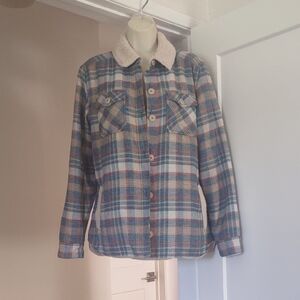 Marmot Plaid Sherpa Collar Button-Up Reversable Jacket